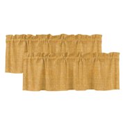 Amber Valances for Windows, Light Filtering Kitchen Curtain Valances 2 Panels, Farmhouse Vintage Amber Solid Color Modern Rod Pocket Short Window Treatments for Living Room Bedroom 42"Wx12"L