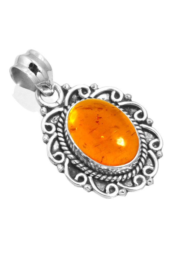 Amber Women Jewelry 925 Sterling Silver Pendant