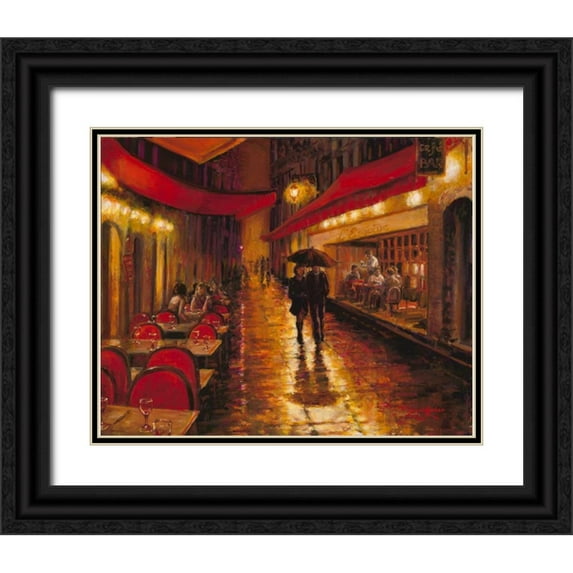 Amber, Zeph 14x12 Black Ornate Wood Framed with Double Matting Museum Art Print Titled - Moonlight Walk