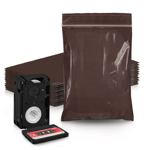 Amber Zip Bags for Packaging, 6 x 8 Inches, Pack of 100 Brown Plastic Reclosable Polyethylene Zip Baggies Resealable Storage Bags