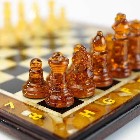 Made in USA Exclusive Baltic Amber Chess Set with Board | KIZIMA®