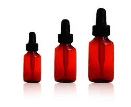 Amber in color plastic dropper bottles with plastic pipettes