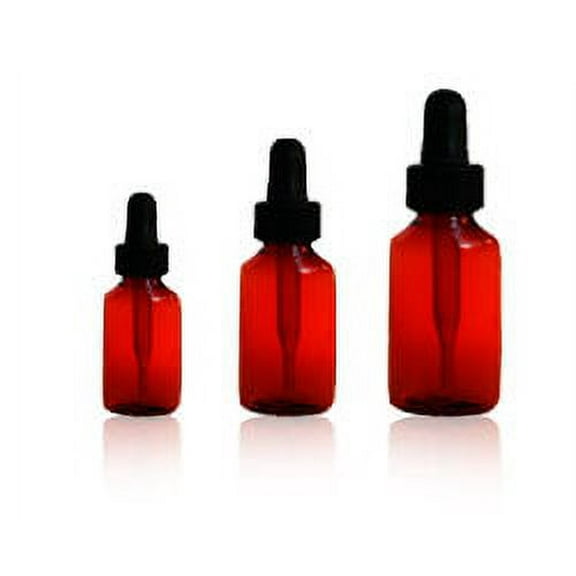 Amber in color plastic dropper bottles with plastic pipettes