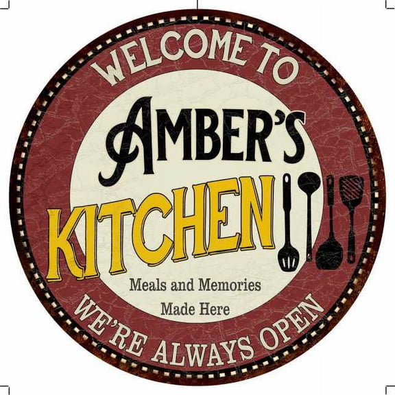Amber's Kitchen 12" Round Metal Sign Bar Game Room Wall Dco 200120040141
