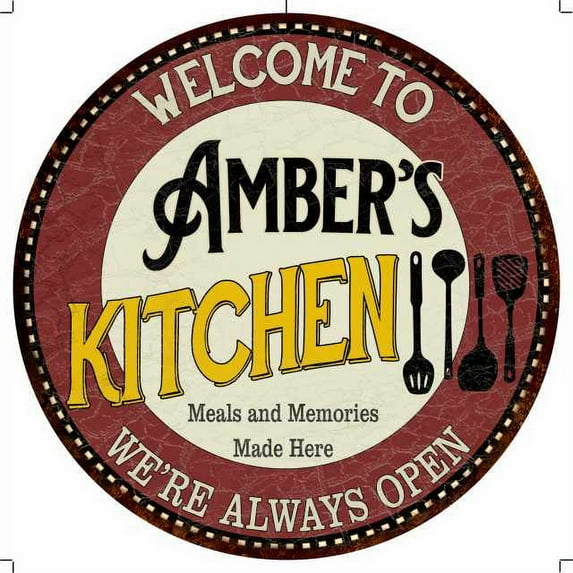 Amber's Kitchen 12" Round Metal Sign Bar Game Room Wall Déco 200120040141