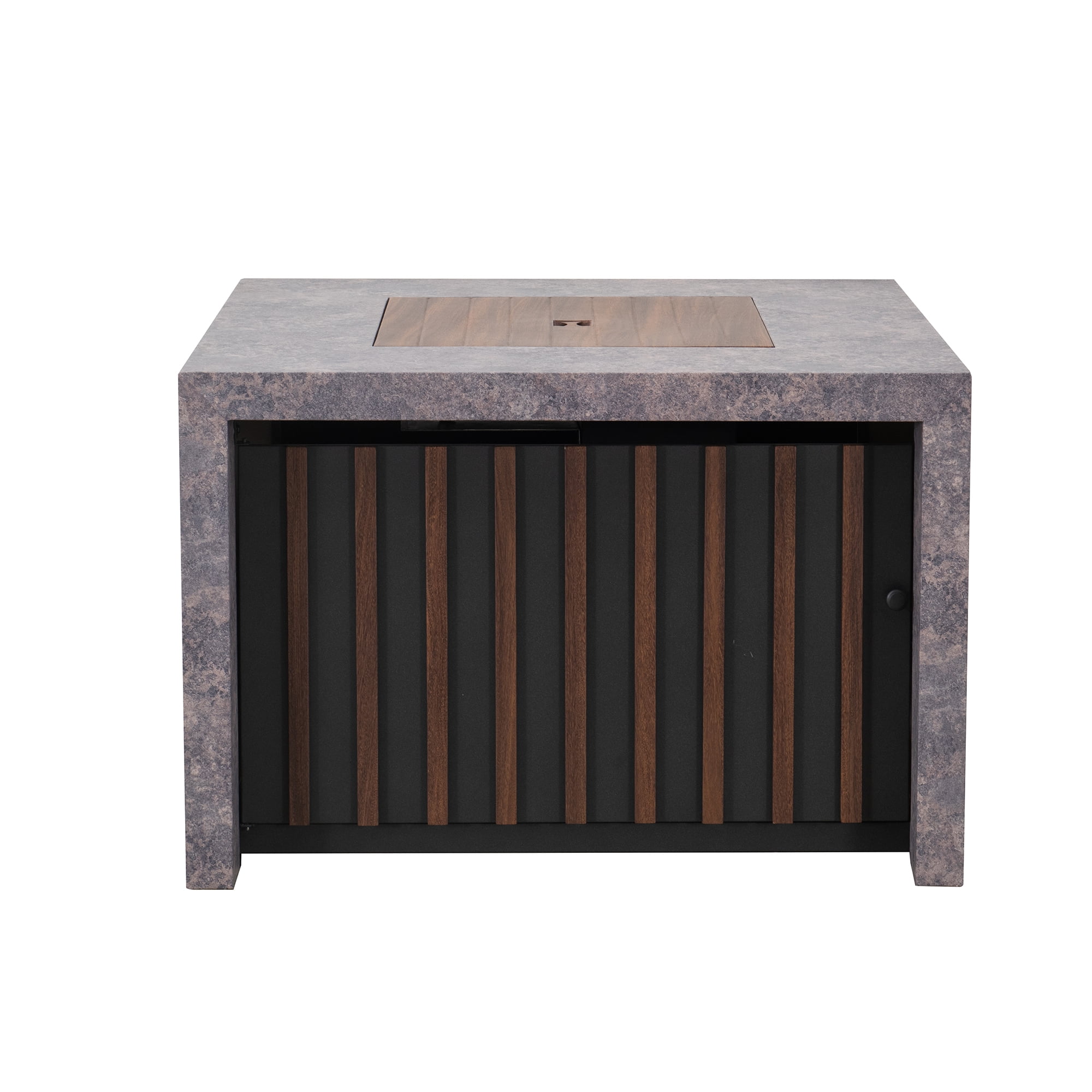 Sunjoy 38" Square Stone and Steel Propane Fire Pit Table