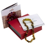 AMBERALIA Amber necklace - Imported from Lithuania - Baltic sea certified amber - Gift Box and customized message - Engrave the storage linen bag! Light Green 11 inches