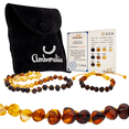 thumbnail image 1 of Amberalia Set of Adult Amber Necklace 17.7" (45cm) and Adjustable knotted Amber Bracelet (6.3" + 3.5") Genuine Baltic Amber, Lab Tested Polish Rainbow, 1 of 7