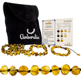 thumbnail image 1 of Amberalia Set of Adult Amber Necklace 17.7" (45cm) and Adjustable knotted Amber Bracelet (6.3" + 3.5") Genuine Baltic Amber, Lab Tested Light Green Black Thread, 1 of 7