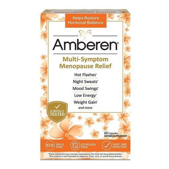 Amberen Multi-Symptom Menopause Relief Hormonal Embalance Estrogen Free Capsules, 60 ct, 6 Pack