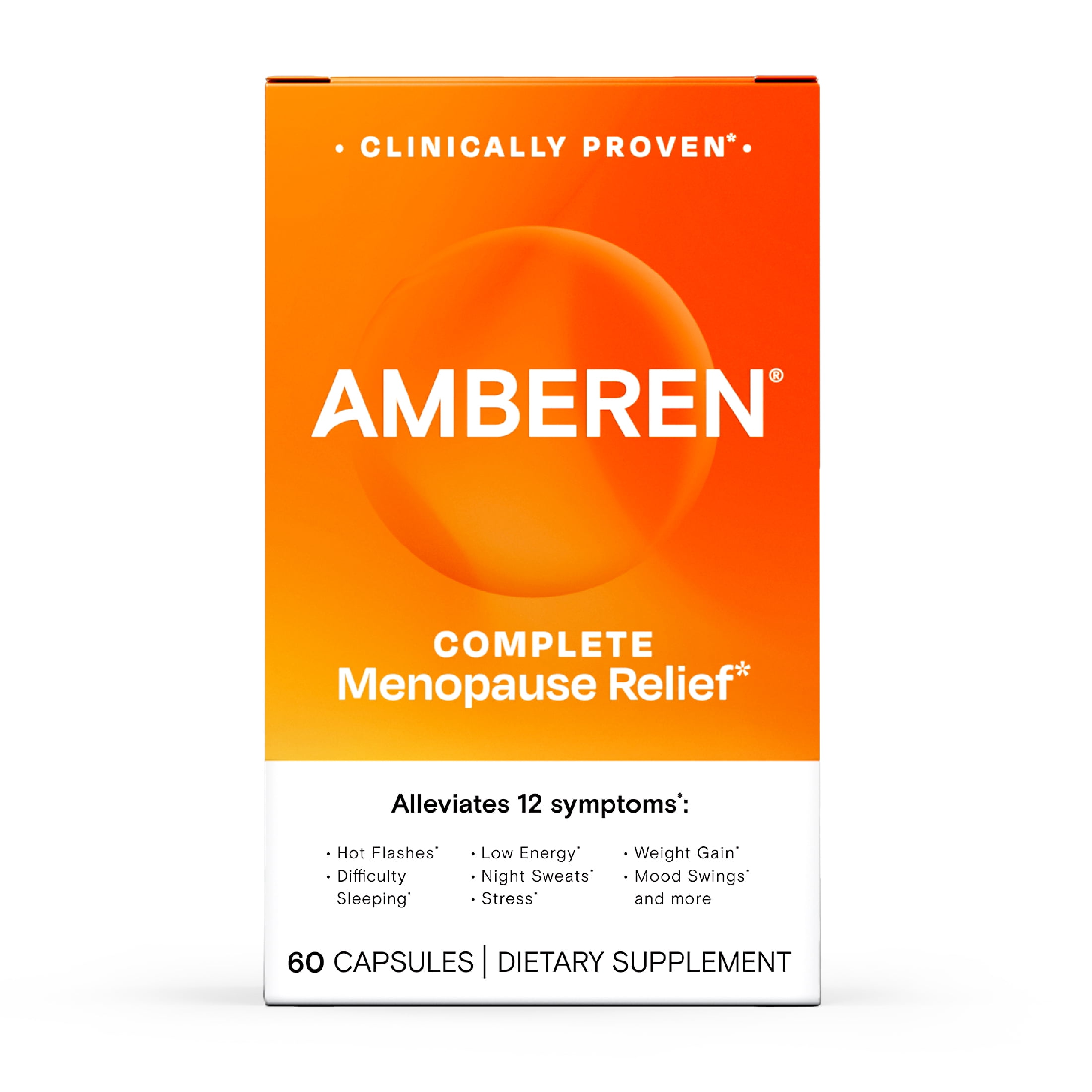 Amberen Multi-Symptom Menopause Supplements for Women, Night Sweats & Hot Flash Relief, 60 Count
