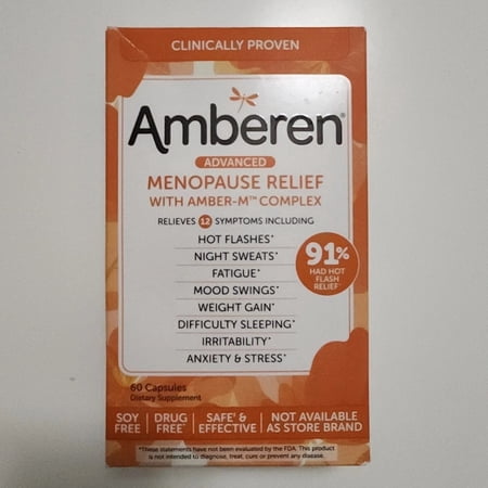 Amberen: Safe Multi-Symptom Menopause Relief. Clinically Shown to Relieve 12 Menopause Symptoms: Hot Flashes, Night Sweats, Mood Swings, Low Energy, 60 Capsules Pack of 3