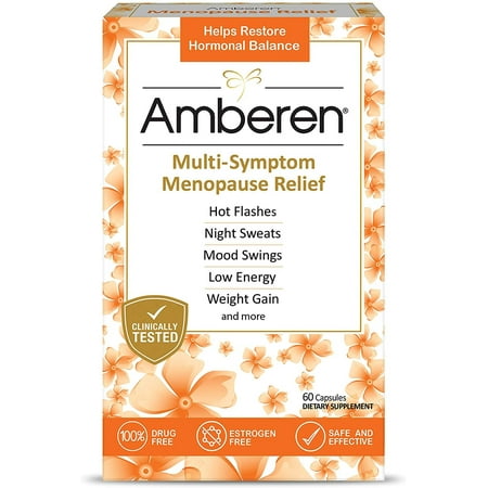 Amberen: Safe Multi-Symptom Menopause Relief. Clinically Shown to Relieve 12 Menopause Symptoms: Hot Flashes, Night Sweats, Mood Swings, Low Energy -Pack of 2