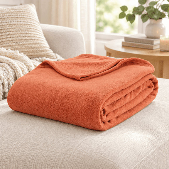 Amberglow King/Cal King Fleece All-Season Lightweight Soft Breathable Plush Bed Blanket