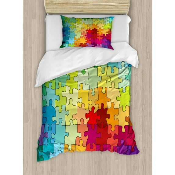 Ambersonne Abstract Multicolor Decorative Duvet Cover Set with Pillow Shams