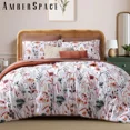 thumbnail image 1 of Amberspace Floral 7-piece Bed in a Bag Queen Comforter Set with Sheets,Terracotta & White, 1 of 7