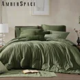thumbnail image 1 of Amberspace Cationic Dyeing 7-piece Bed in a Bag Comforter Set with Sheets,Olive Green,Queen, 1 of 7