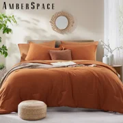 Amberspace Prewashed fabric 7-piece Bed in a Bag Comforter Set with Sheets,Burnt Orange,Queen