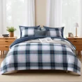 thumbnail image 1 of Amberspace Reversible Checkered 7-piece Bed in a Bag Comforter Set with Sheets,Dark Blue,Full, 1 of 8