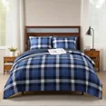 thumbnail image 1 of Amberspace Reversible Checkered 7-piece Bed in a Bag Comforter Set with Sheets,Indigo Blue,Queen, 1 of 7
