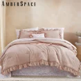 thumbnail image 1 of Amberspace Ruffle Design 7-piece Bed in a Bag Comforter Set with Sheets,Rose,King, 1 of 8