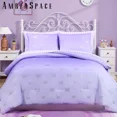 thumbnail image 1 of Amberspace gold foil Design 7-piece Bed in a Bag Comforter Set with Sheets,Purple/Silver Butterflies,Queen, 1 of 5