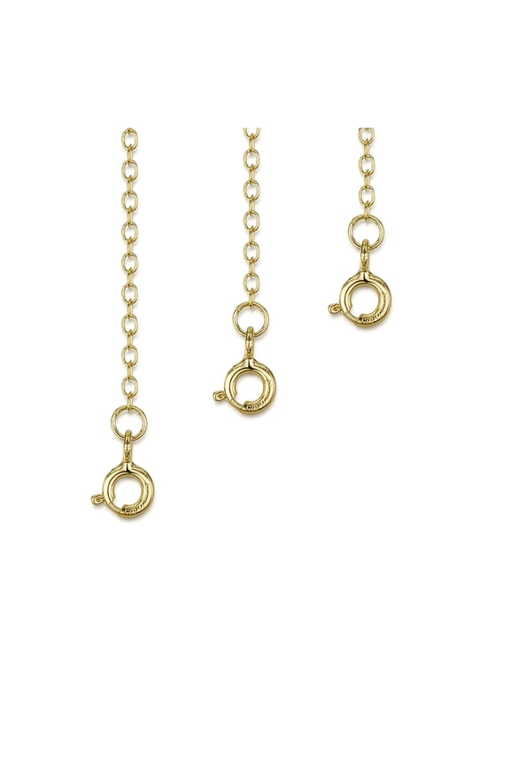 18K Gold Plated on 925 Sterling Silver 2 mm Thick Curb Chain Extender Set for Women - Extension for Necklace Bracelet or Anklet - Contains 3 Sizes - 1 inch 2 inch and 4 inch