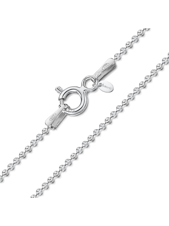 925 Sterling Silver 1 mm Ball Chain Necklace for Men Women | 925 Silver Chain for Men Women | Silver Dog Tag Chain for Men | Silver Beaded Necklace for Women: 18 inch / 45 cm