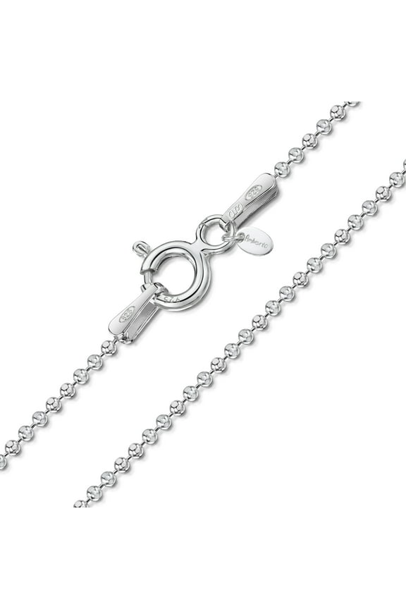 925 Sterling Silver 1.1 mm Ball Chain Necklace for Men Women | 925 Silver Chain for Men Women | Silver Dog Tag Chain for Men | Silver Beaded Necklace for Women: 26 inch / 65 cm