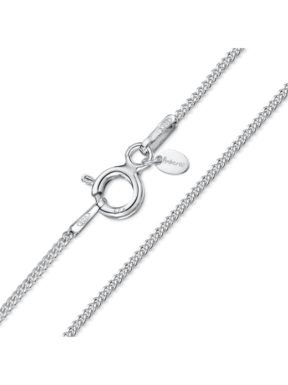 925 Sterling Silver 1.1 mm Curb Chain Necklace Length 18" inch / 45 cm (18)