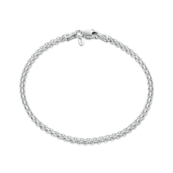 Amberta 925 Sterling Silver 2.2 mm Bismark Chain Bracelet Length 7" inch / 18 cm (7)