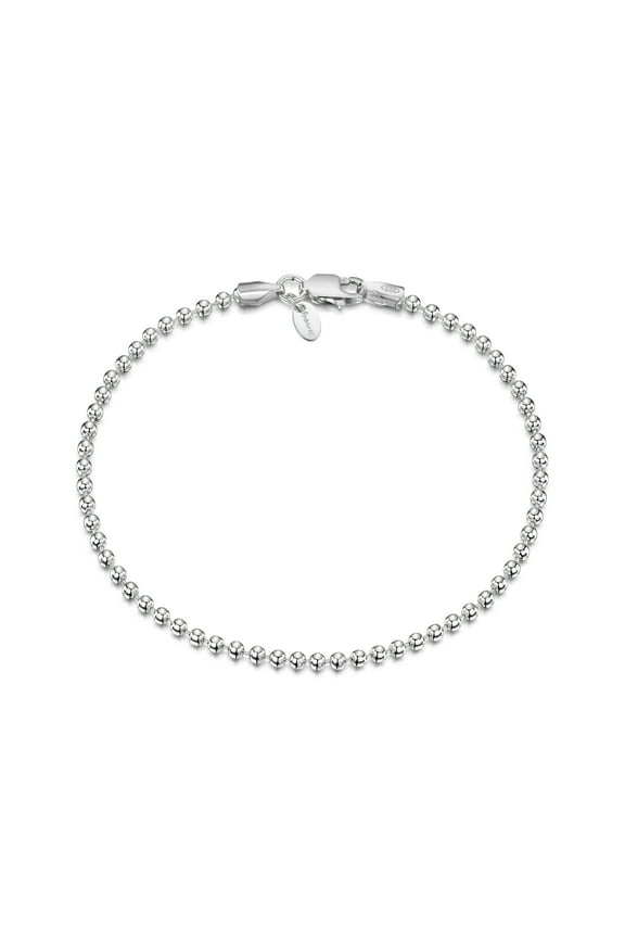925 Sterling Silver 2 mm Ball Chain Bracelet Length 7" inch / 18 cm (7)