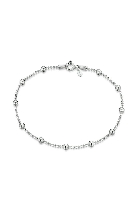 925 Sterling Silver 3.2 mm / 1.1 mm Ball Bead Chain Bracelet Length 7.5" inch / 19 cm (7.5)