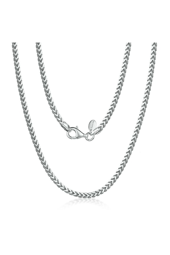 925 Sterling Silver Necklace for Men - Franco Chain 2.5 mm: Mens Silver Chain Necklace 20 inch/ 50 cm
