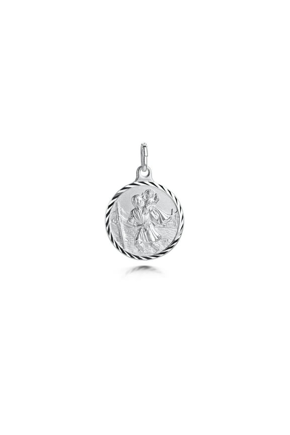 925 Sterling Silver - Pendant with Saint St Christopher Engraving - Medallion for Men and Women - For Travelers