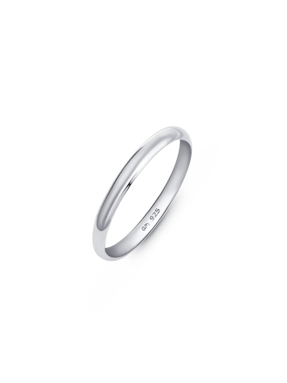 925 Sterling Silver Wedding Band for Women Men, White Gold Rose Plated Ring | 2 3 4 mm Wide Sterling Silver Wedding Ring for Couples: 2 mm Silver Band Size 4.75