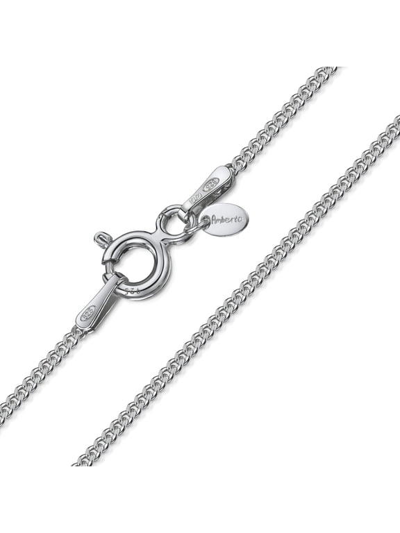 Women's 925 Sterling Silver Chain Necklace: Silver 0.75 mm Curb