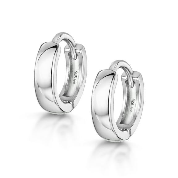 Amberta Fine 925 Sterling Silver Pair of Round Hinged Hoops - Sleeper Earrings Diameter 10 20 45 65 mm (10mm)
