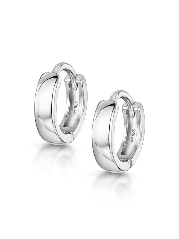 Fine 925 Sterling Silver Pair of Round Hinged Hoops - Sleeper Earrings Diameter 10 20 45 65 mm (10mm)