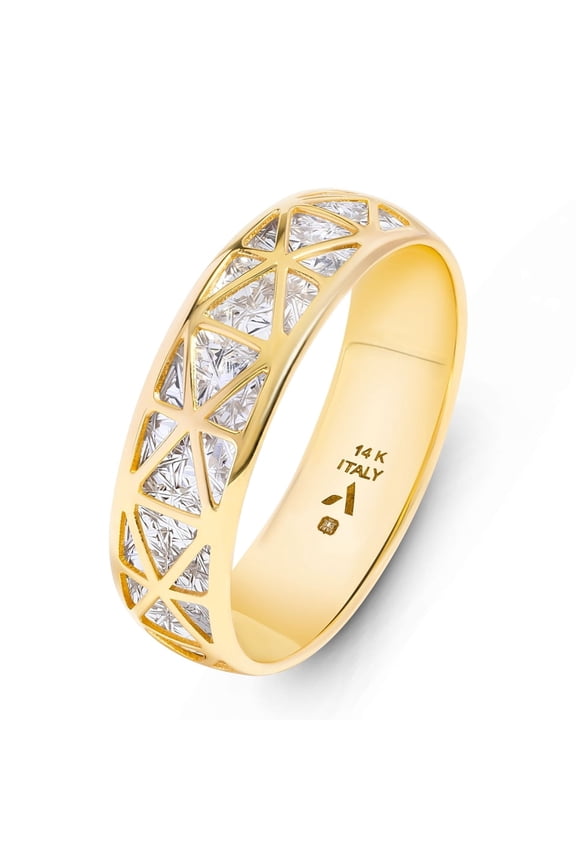 Italian 14K Gold Statement Ring for Women | 14K Gold Ring | Gold Rings for Women | Gold Band Ring for Woman 14K: Size 7.5 Filigree Rings for Women