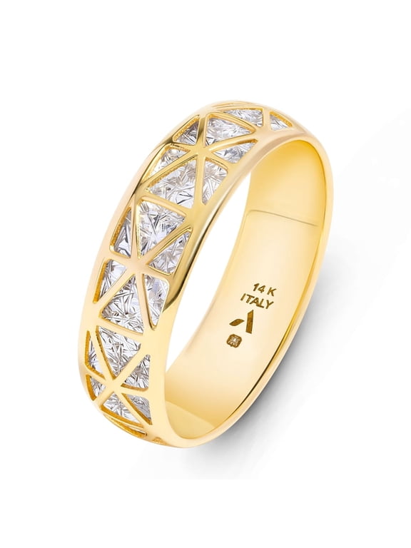Italian 14K Gold Statement Ring for Women | 14K Gold Ring | Gold Rings for Women | Gold Band Ring for Woman 14K: Size 8.5 Filigree Rings for Women