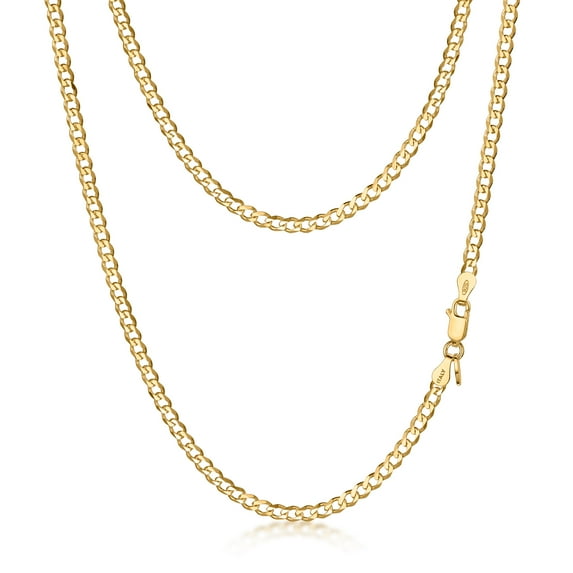 Amberta Men 925 Sterling Silver Cuban Chain: Gold Necklace for Men 2.8 mm 20 inch