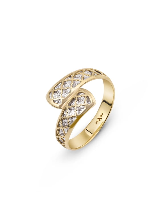 Real Italian 14ct Gold Diamond Wrap Ring for Women | Solid 14ct Gold Ring for Women Non Tarnish Spiral Gift for Her: 5.25