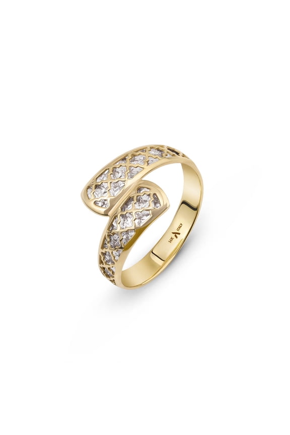 Real Italian 14ct Gold Diamond Wrap Ring for Women | Solid 14ct Gold Ring for Women Non Tarnish Spiral Gift for Her: 8