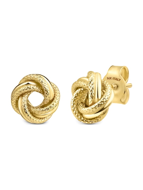 Real Italian 9K 14K Gold Knot Earrings for Women | Solid Gold Love Celtic Knot Earrings: 14K Small Knot