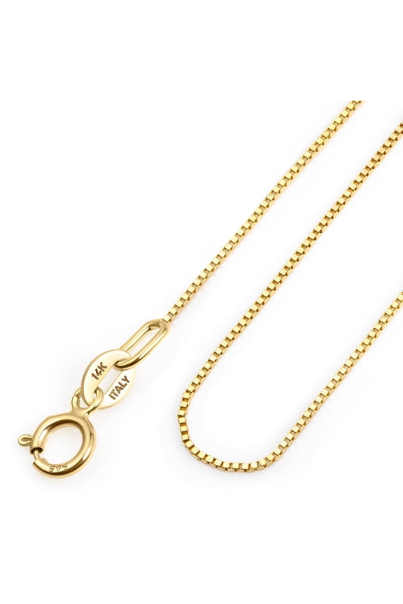 Real Italian Yellow 14K Gold Necklaces for Women Men | Super Thin Dainty & Sturdy Box Curb Singapore Solid Chain Delicate Choker 16/18/20 inch: 14K Gold Venetian Chain For Women 18 inch