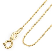 Amberta Real Italian Yellow 14K Gold Necklaces for Women Men | Super Thin Dainty & Sturdy Box Curb Singapore Solid Chain Delicate Choker 16/18/20 inch 14K Gold Curb Chain For Women 18 inch
