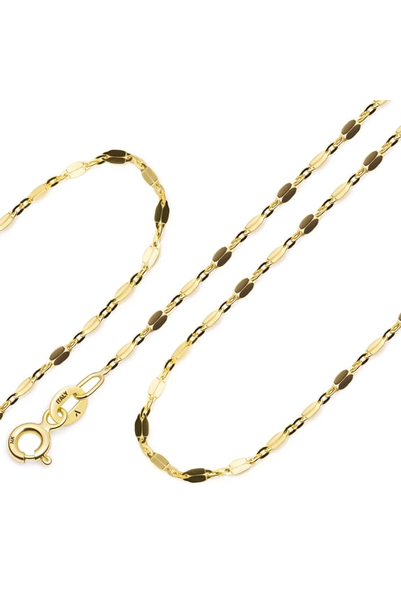 Real Italian Yellow 9K 14K Gold Chain Necklace for Women | Solid Gold Chain Choker Necklace Mirror Twisted Popcorn 16/18/20 inch: 14K Mirror Chain 20 inch