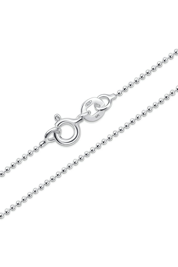 Solid 925 Sterling Silver Chain for Women Men | Super Thin Dainty & Sturdy Box Curb Singapore Beaded Snake Paperclip Necklace Delicate 16/18/20/22/24 inch: 22 inch Ball Chain Necklace