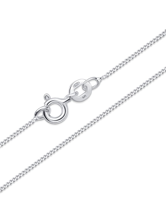 Solid 925 Sterling Silver Chain for Women Men | Super Thin Dainty & Sturdy Box Curb Singapore Beaded Snake Paperclip Necklace Delicate 16/18/20/22/24 inch: 18 inch Silver Curb Chain Necklace